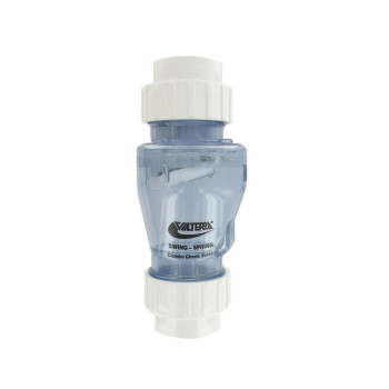 1.5" Valterra Spring Non-return valve with flap (Clear with unions)